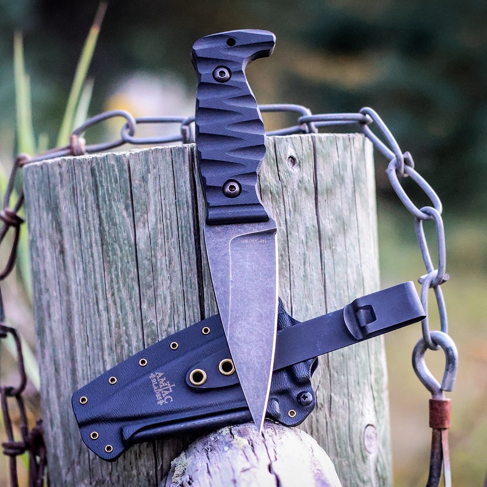Amtac Blades Magnacut Northman Non-Serrated - Blackened Stonewashed **NOVEMBER SHIPPING**