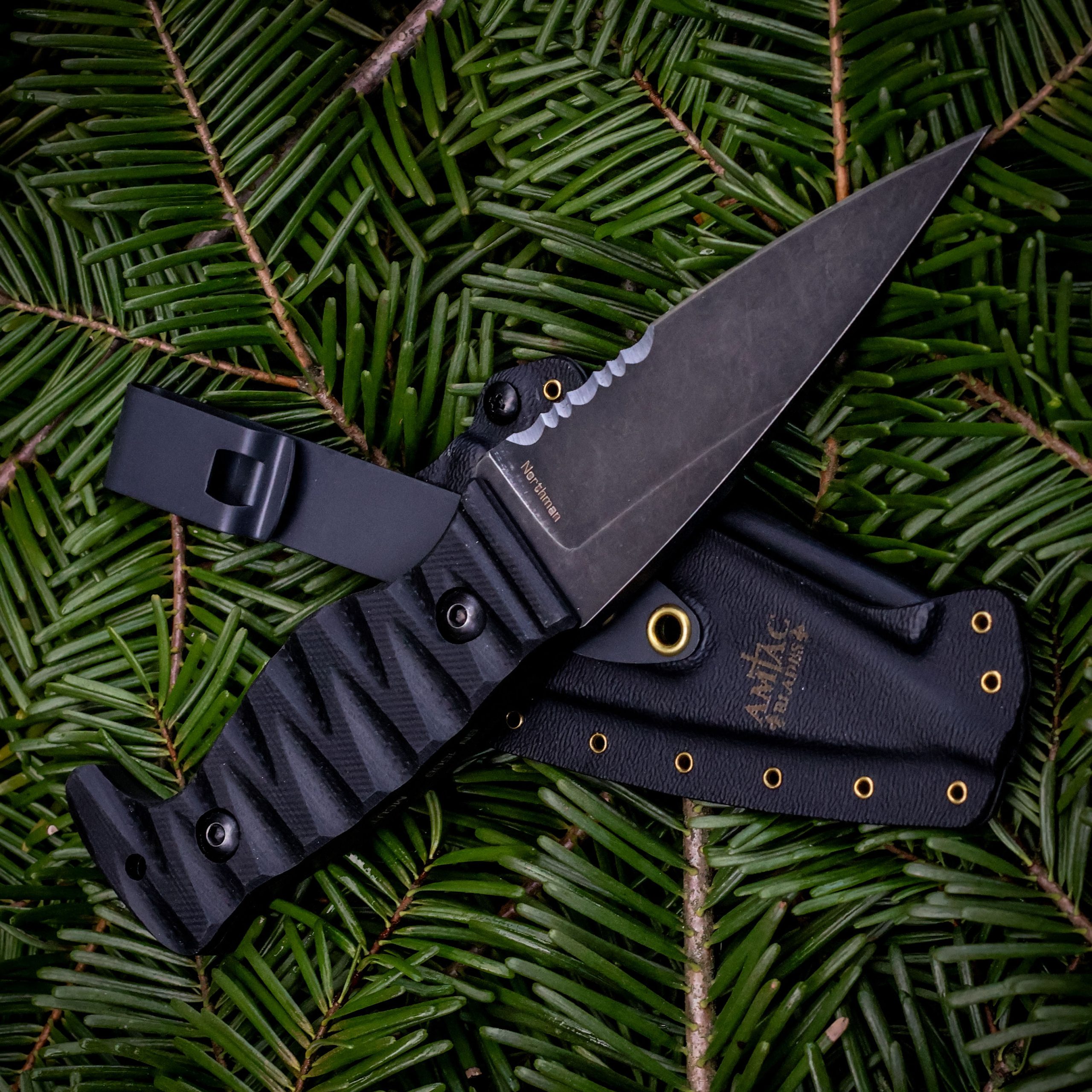 Amtac Blades Magnacut Northman Serrated STERILE - Blackened Stonewashed **JUNE 2026 SHIPPING**