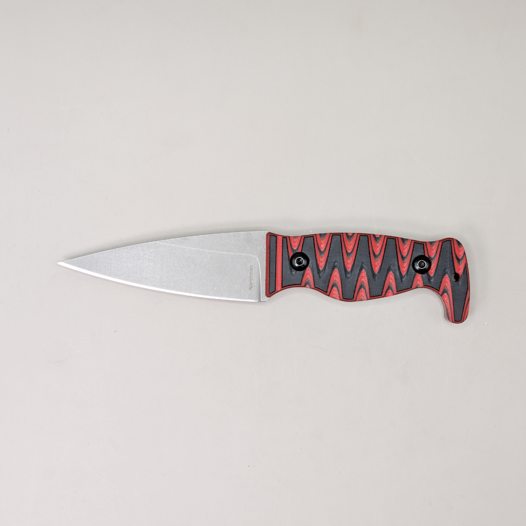 Amtac Blades Custom Magnacut Northman Non-Serrated - Black/Red G10 Handle 1070