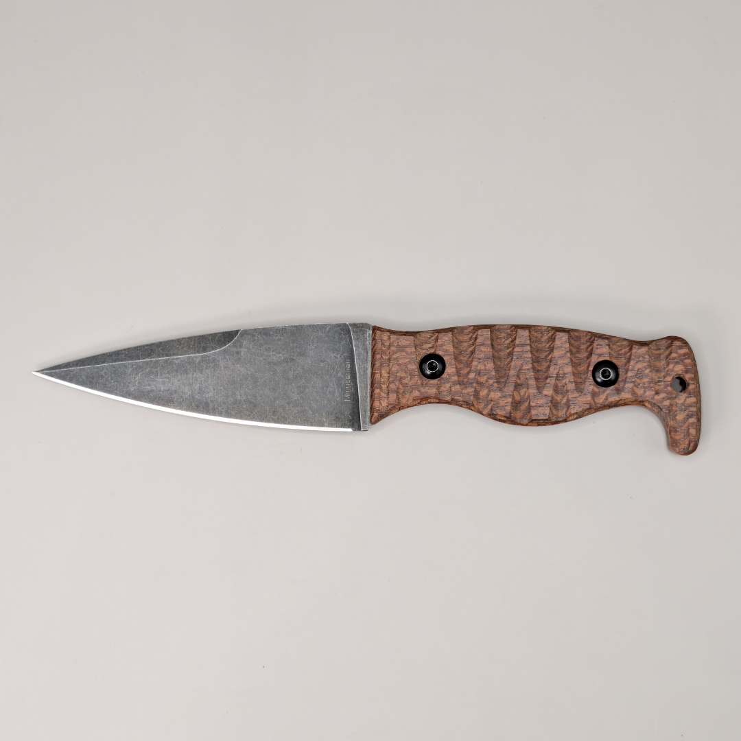 Amtac Blades Custom Magnacut Hand Satin Finished Minuteman II - Stabilized Leopardwood Handle 789