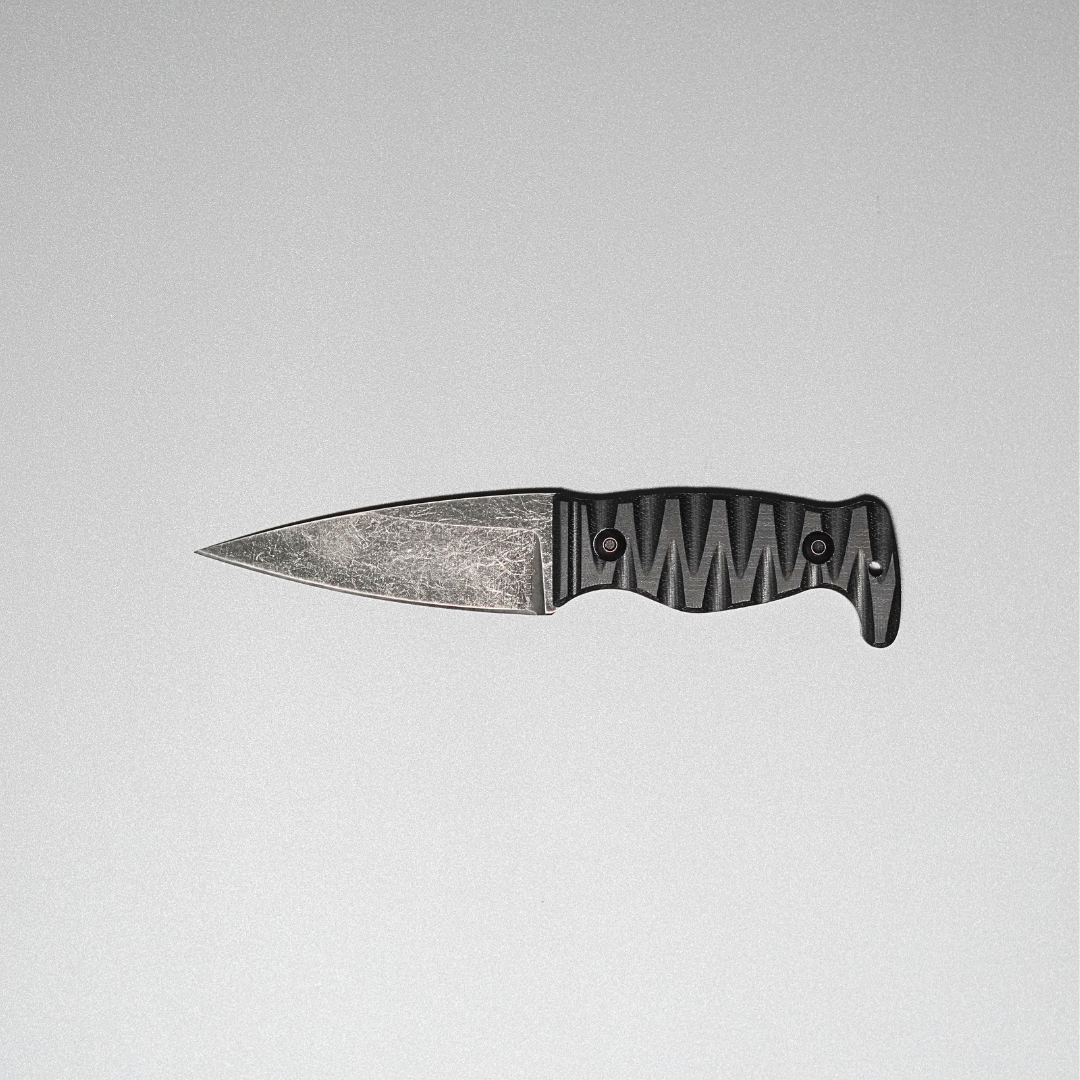 Amtac Blades Custom Magnacut Northman Non-Serrated - Black Crosscut Linen Micarta Handle 1078
