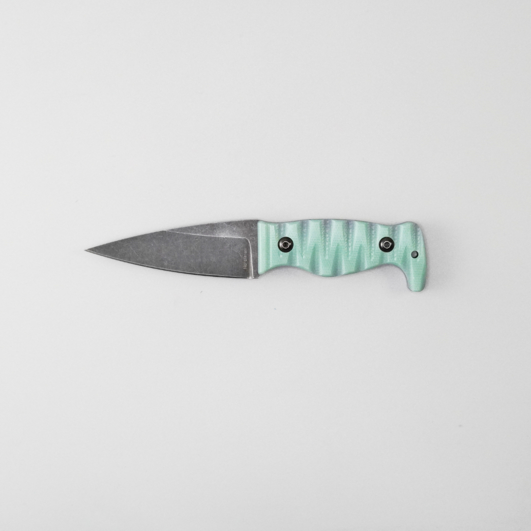 Amtac Blades Custom Magnacut Northman Non-Serrated - Opal with Purple Liners G10 Handle 1083