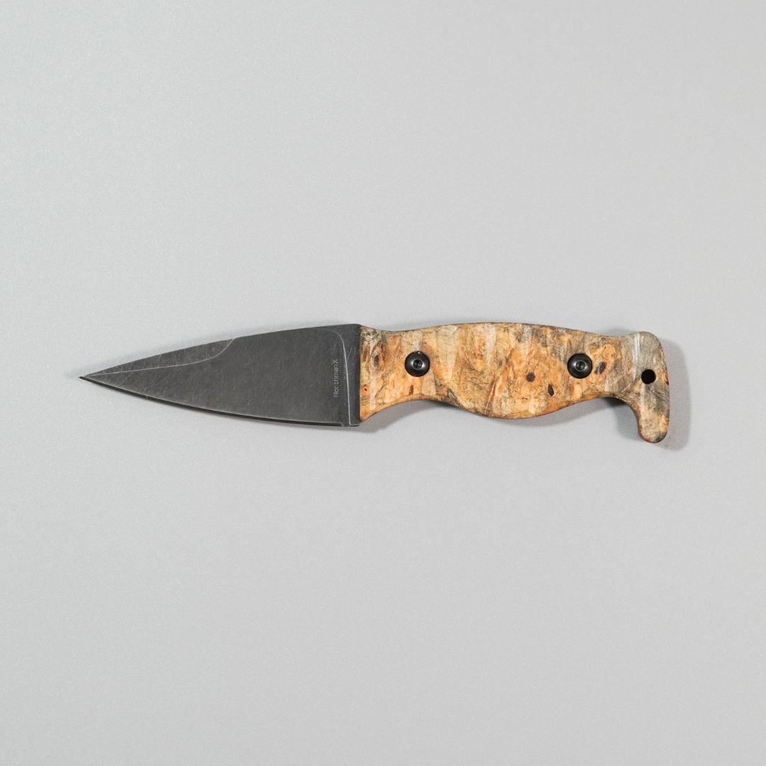 The Magnacut Custom NorthmanX (Non-Serrated) Buckeye Burl Wood Handle 331