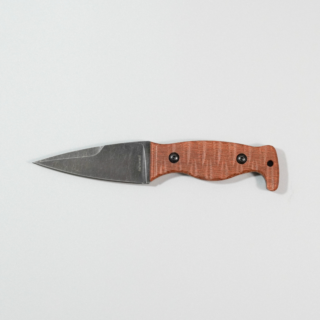 The Magnacut Custom NorthmanX (Non-Serrated) Natural Crosscut Linen Micarta Handle 332