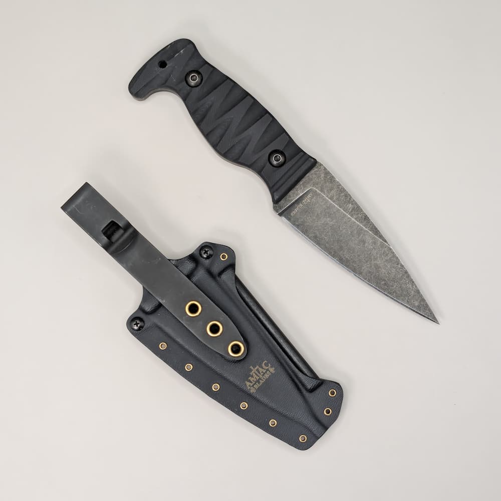 Amtac Blades Magnacut Northman - Blackened Stonewash **JUNE 2026 SHIPPING** - Non-serrated, Serial Number, Make, Amtac Blades Logo
