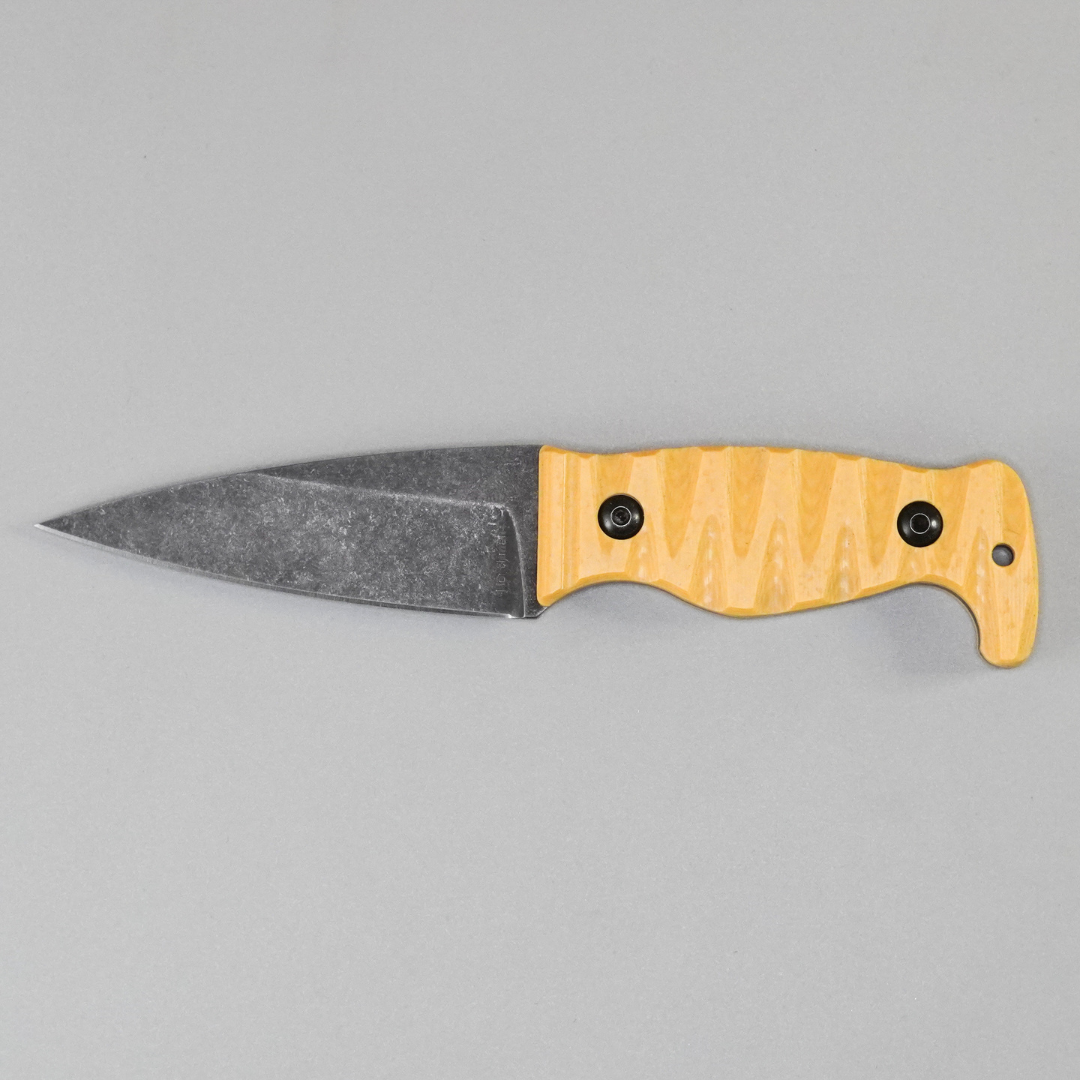 Amtac Blades Custom Magnacut Northman Non-Serrated - Bone Paper Micarta Handle 1123