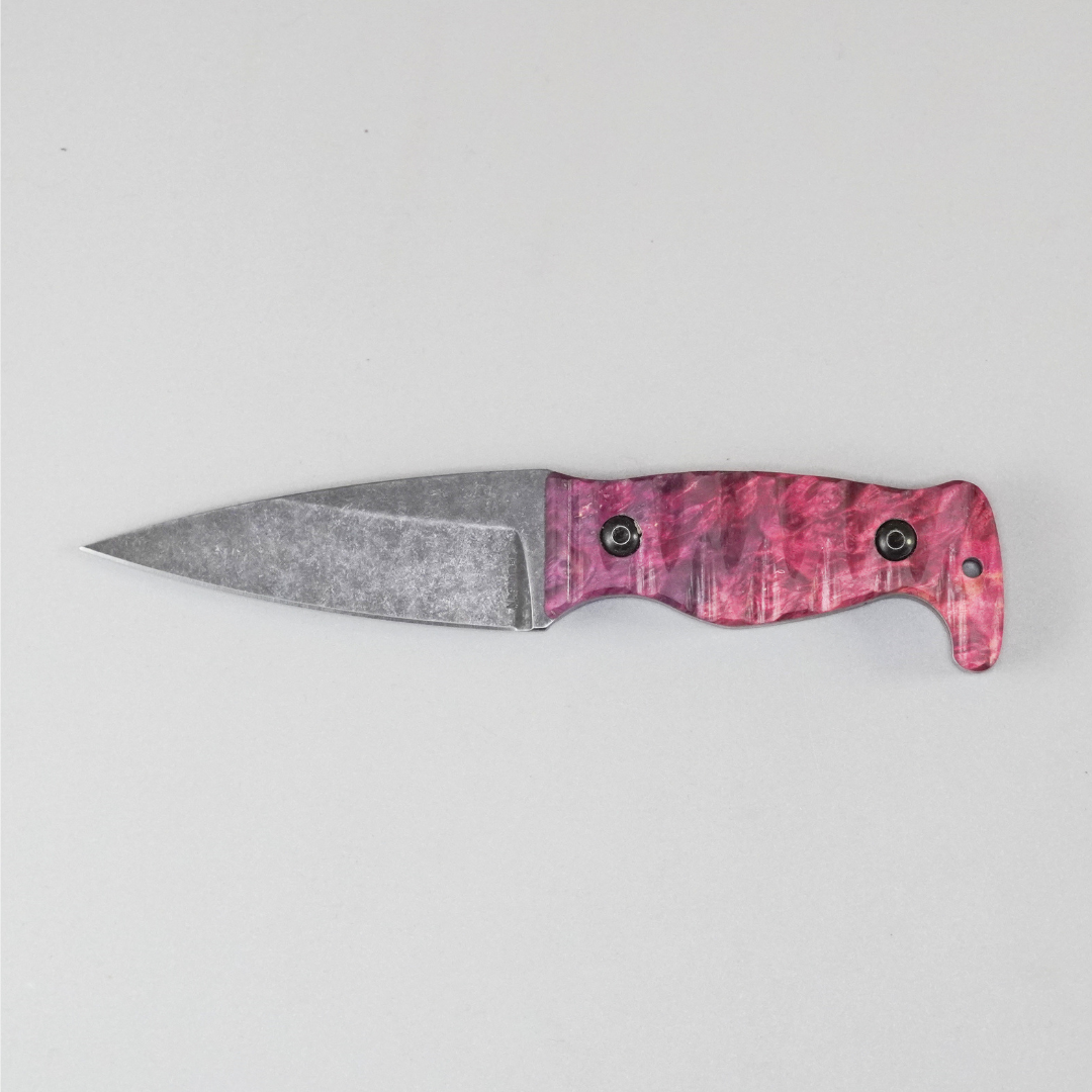 Amtac Blades Custom Magnacut Northman Non-Serrated - Double Dyed Box Elder Wood with Grey G10 Liners Handle 1125