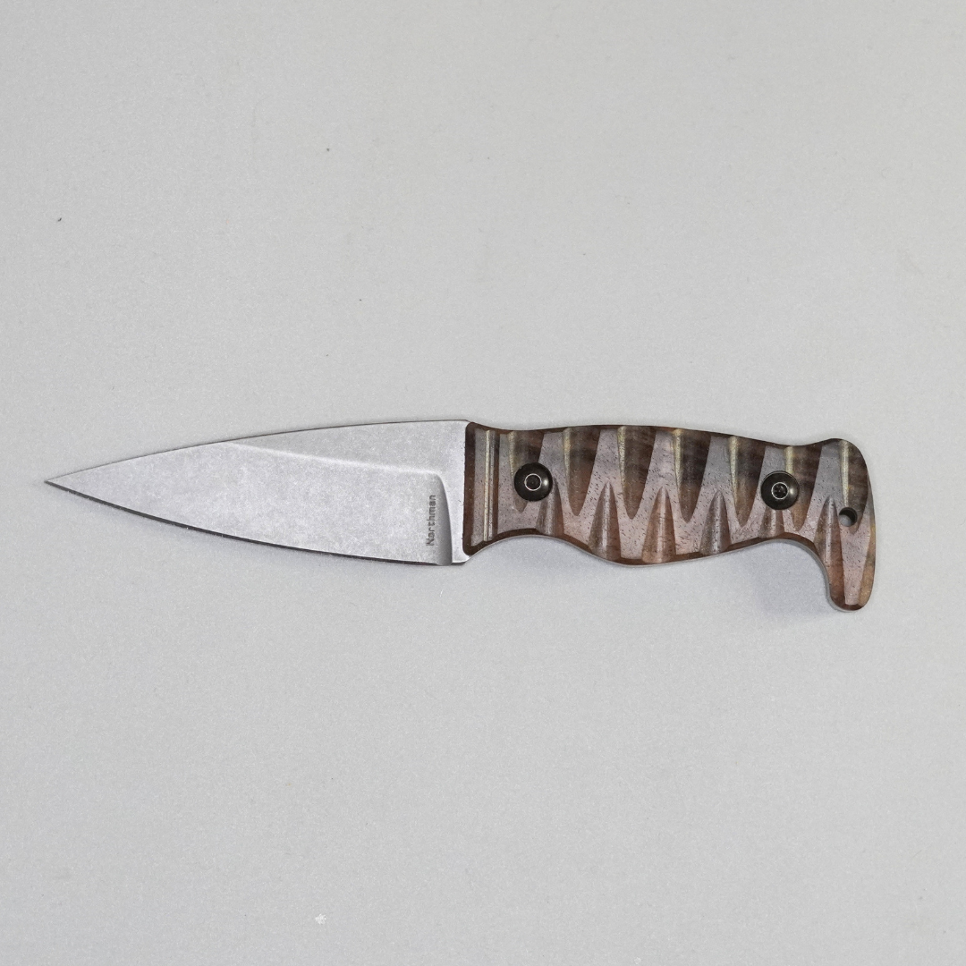 Amtac Blades Custom Magnacut Northman Non-Serrated - Stabilized Turkish Walnut Wood with Ivory G10 Liners Handle 1155