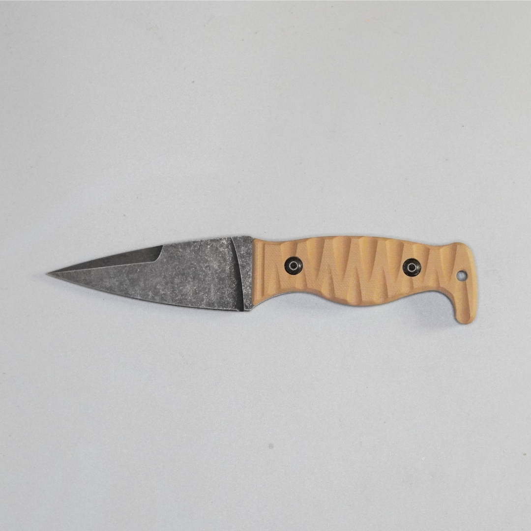 The Magnacut Custom NorthmanX (Non-Serrated) Coyote Brown with Grey Liners G10 Handle 387