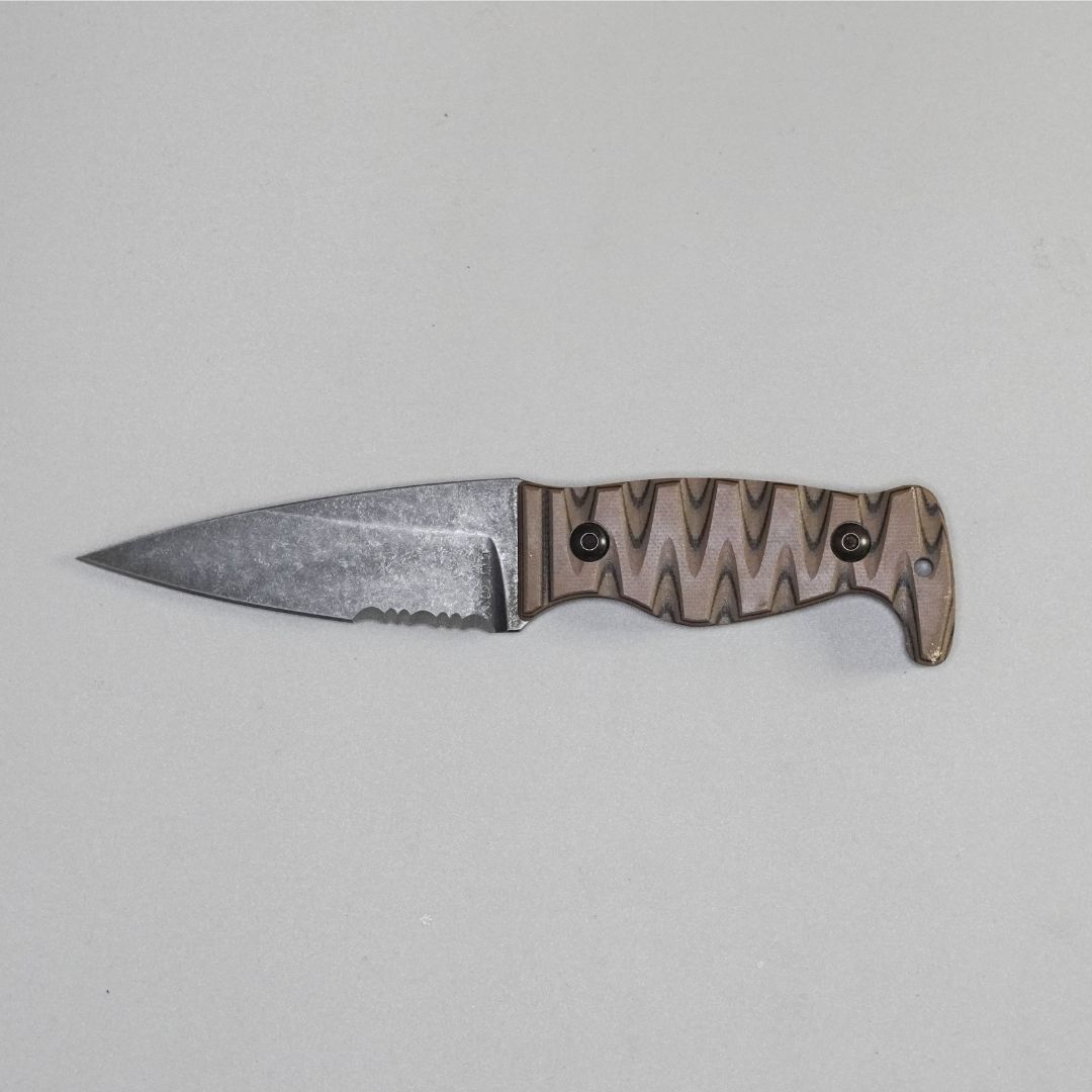 Amtac Blades Custom Magnacut Northman Serrated - Earth Brown/Black G10 Handle 1532