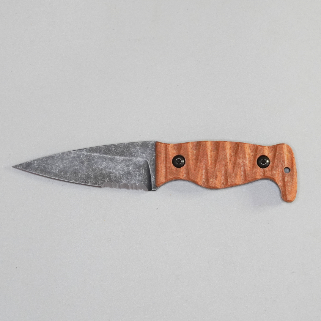 Amtac Blades Custom Magnacut Northman Serrated - Natural Linen Micarta Handle 1534
