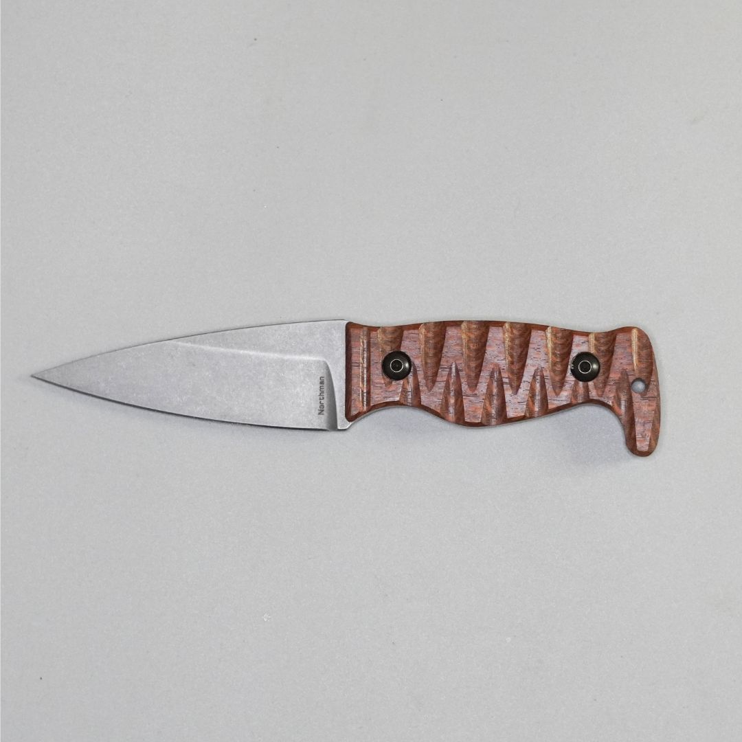 Amtac Blades Custom Magnacut Northman Non-Serrated - Stabilized Leapardwood Wood with Ivory G10 Liners Handle 1156
