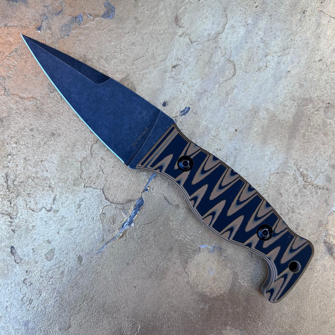The Magnacut Custom NorthmanX (Non-Serrated) Black/Coyote Brown G10 Handle 405