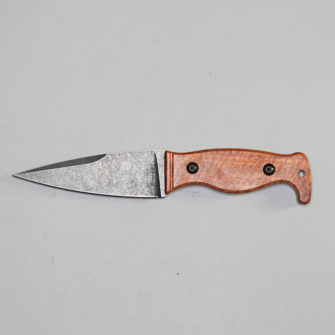 Amtac Blades Custom Magnacut Minuteman II - Stabilized Curly Narra Wood with Ivory G10 Liners Handle 827