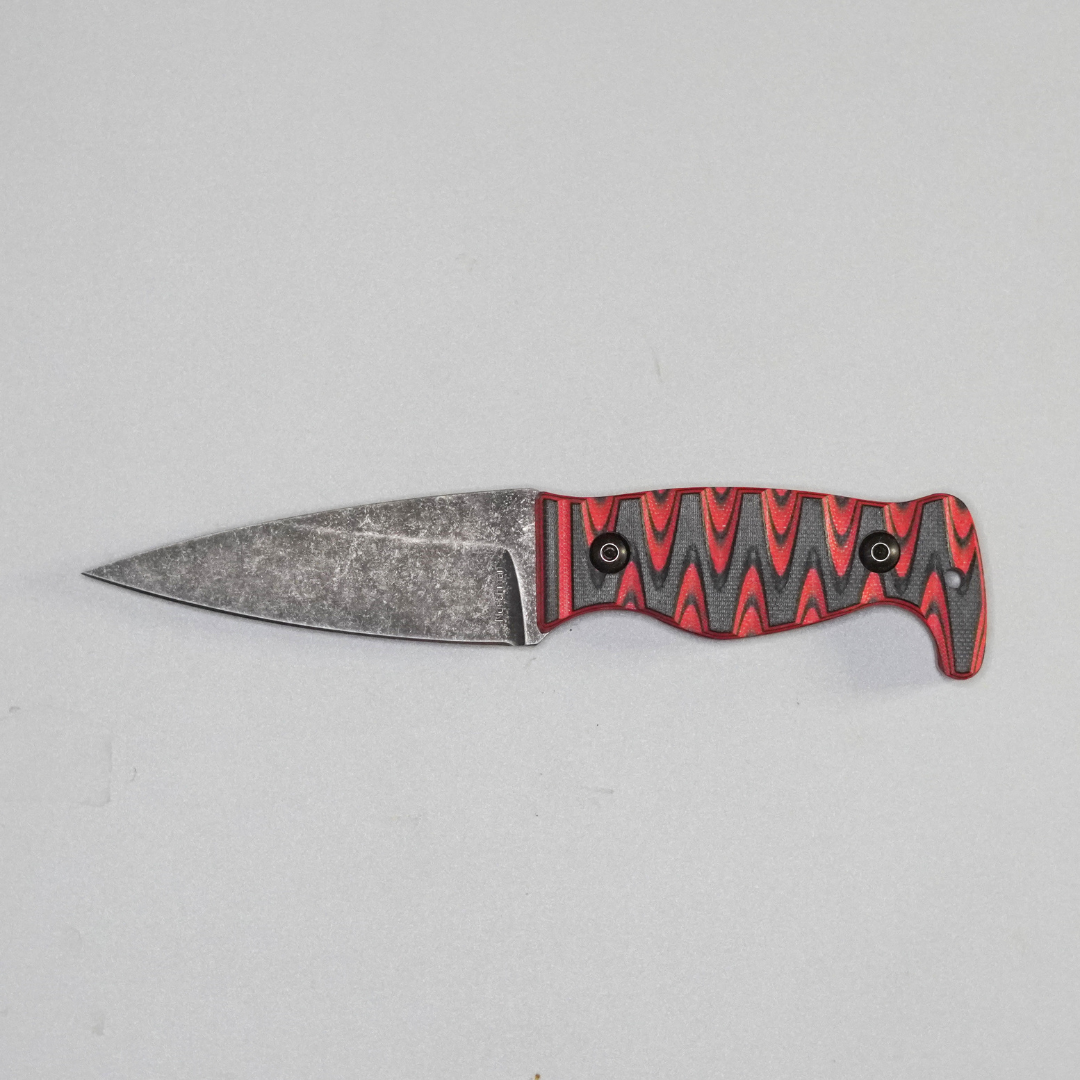 Amtac Blades Custom Magnacut Northman Non-Serrated - G10 Black/Red Handle 1186