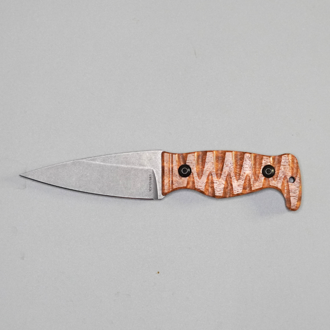 Amtac Blades Custom Magnacut Northman Non-Serrated - Stabilized Afzelia Xylocarpa Wood with Black G10 Liners Handle 1188