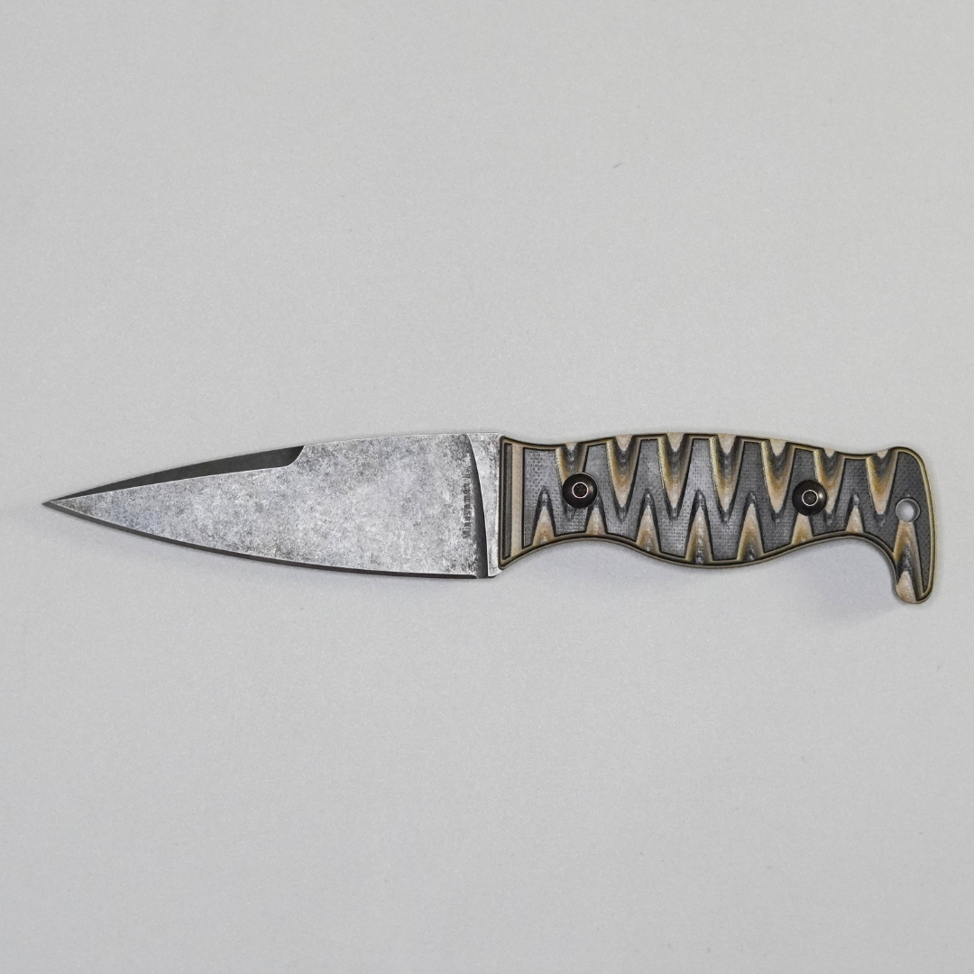Amtac Blades Custom Magnacut Minuteman II Slim - Black/Desert Tan/Coyote Brown Layered G10 Handle 858