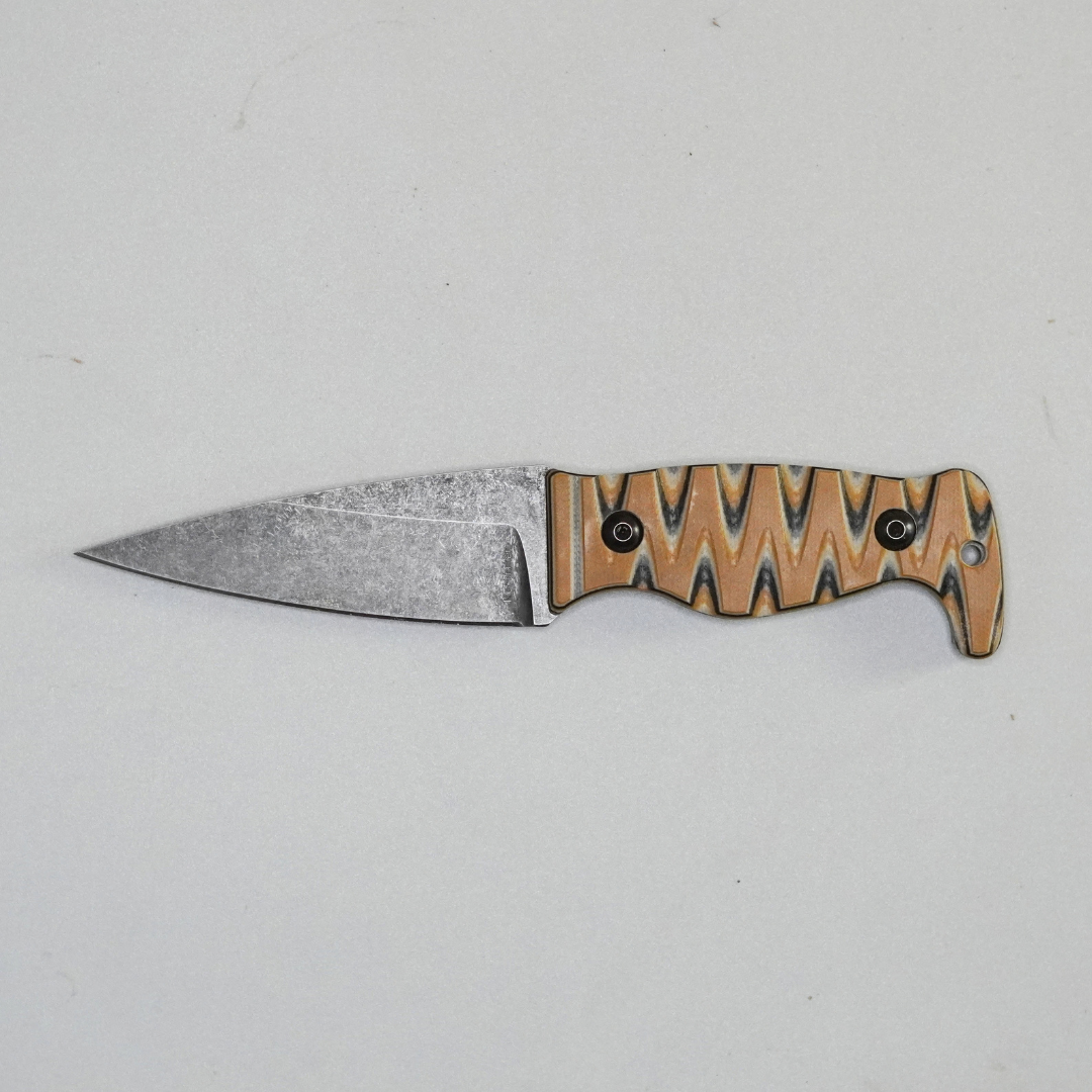 Amtac Blades Custom Magnacut Northman Non-Serrated - Coyote Brown/Black/Desert Tan Layered G10 Handle 1219