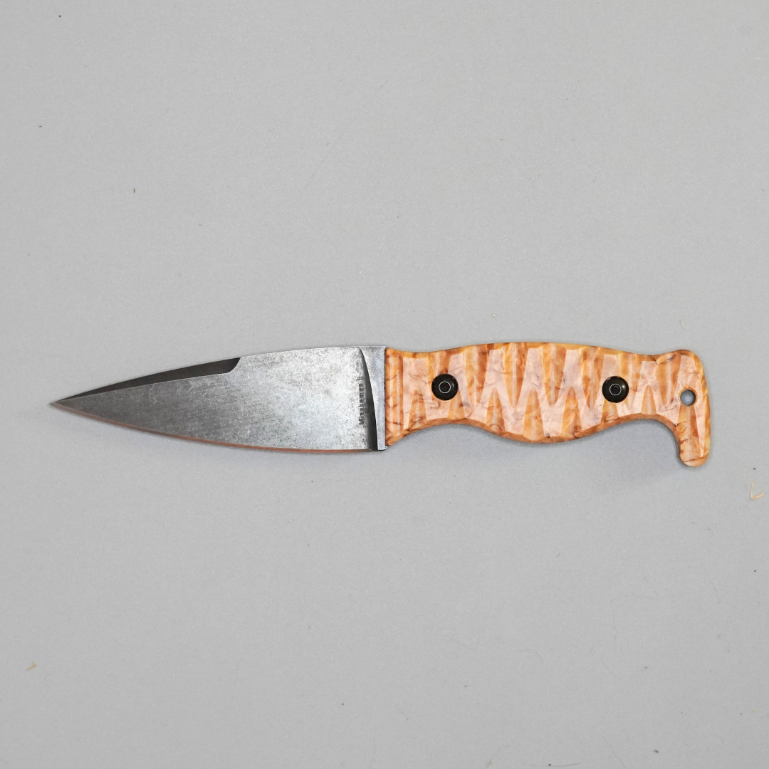 Amtac Blades Custom Magnacut Minuteman II Slim - Stabilized Masur Birch Wood with Black G10 Liners Liners Handle 873